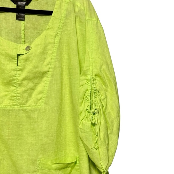 Ali Miles 3/4 Puff Sleeve Lightweight Lagenlook Artsy Button Neckline Blouse 1X - Picture 4 of 12